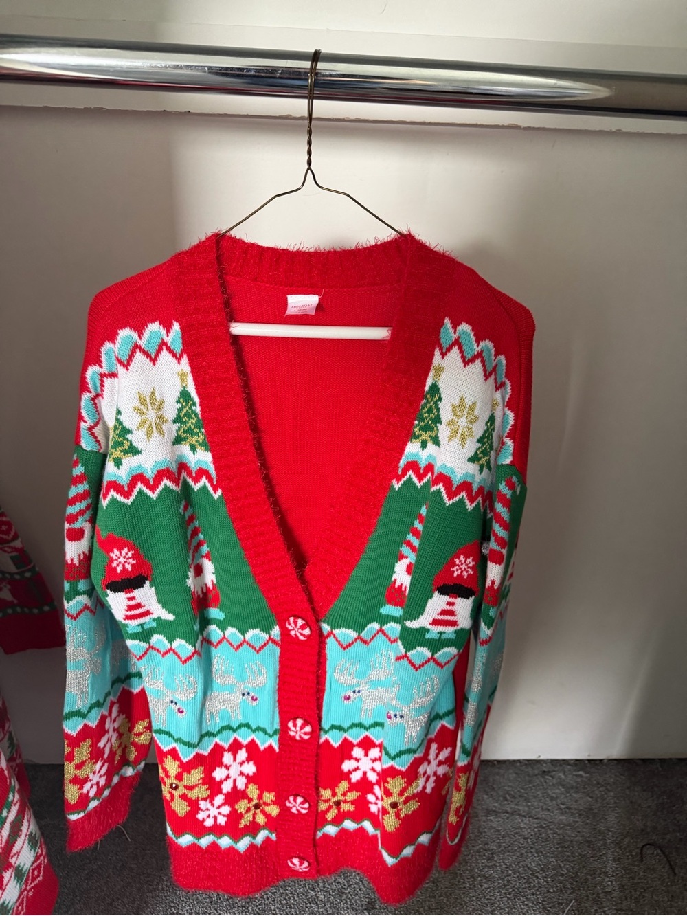Holiday times Women’s Ugly Christmas Sweater Red green Size large